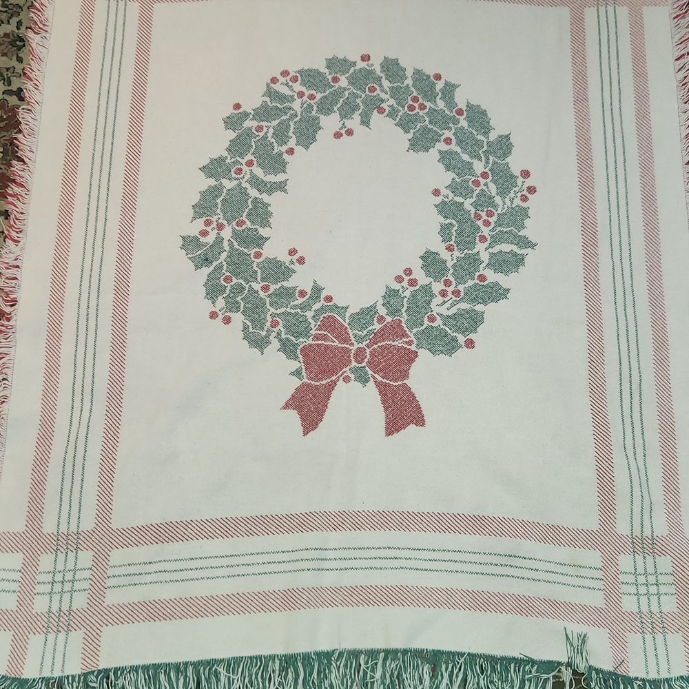 Festive Holiday Wreath Throw Blanket